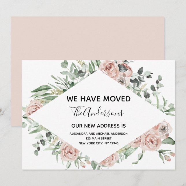 Anúncio de Movimentação Floral Cor-de-Rosa com Dos (Frente/Verso)