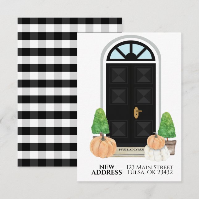 Anúncio de movimento da abóbora da porta preta (Frente/Verso)