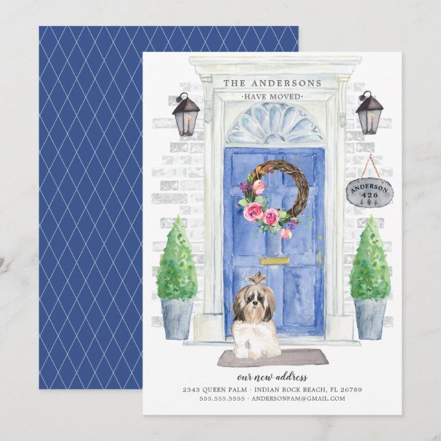 Anúncio de movimento da porta frontal Shih tzu (Frente/Verso)