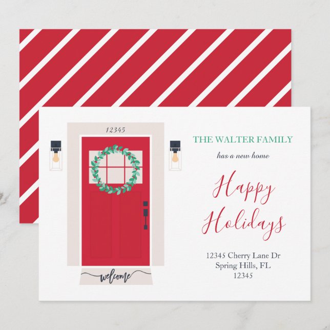 Anúncio de movimento da porta frontal vermelho (Frente/Verso)