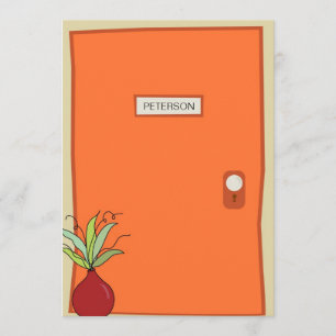 Anúncio de movimento da porta laranja