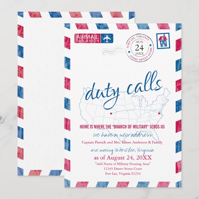 Anúncio de Movimento Militar Fort Lee Virginia (Frente/Verso)