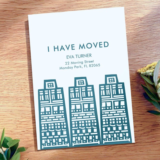 Anúncio de mudança azul com edifícios retrorreflec (Criador carregado)