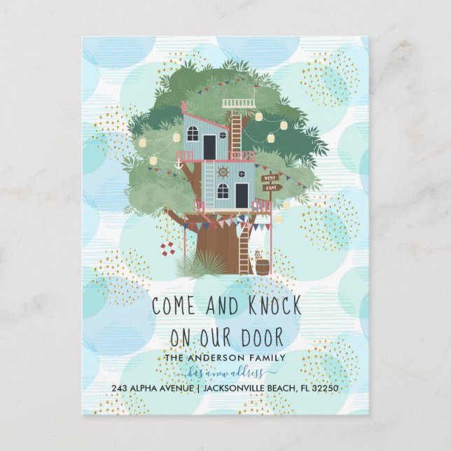 Anúncio de Mudança | Cartão Postal da Treehouse (Frente)