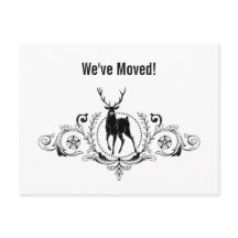 Anúncio de mudança com cervo ornamentado com redem