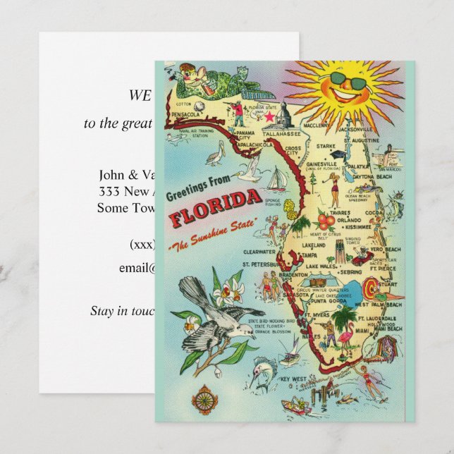 Anúncio de mudança com mapa antigo da Flórida (Frente/Verso)