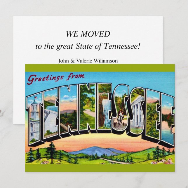 Anúncio de Mudança com Postcard do Tennessee (Frente/Verso)