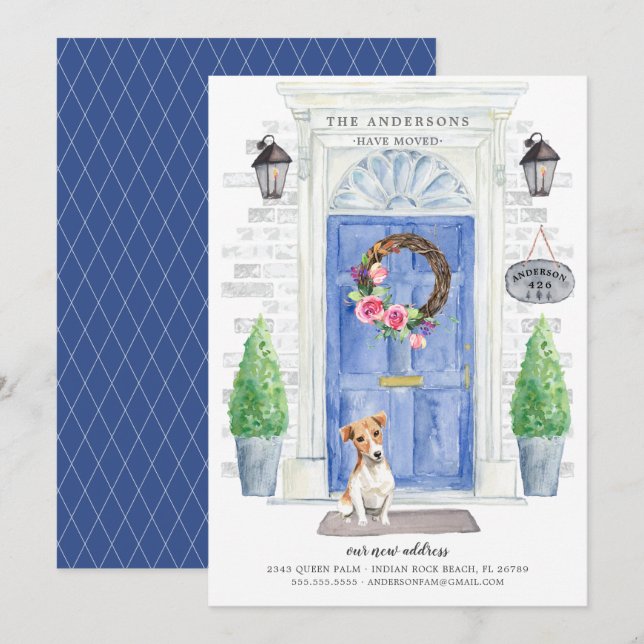 Anúncio de mudança da porta frontal do Jack Russel (Frente/Verso)