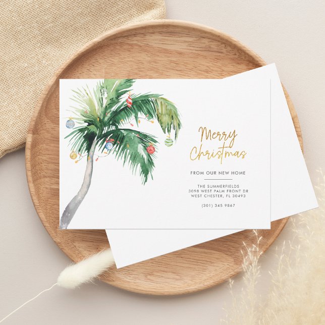 Anúncio de mudança das férias da árvore de palmeir (Merry Christmas Tropical Palm Tree Scrip Moving Announcement)
