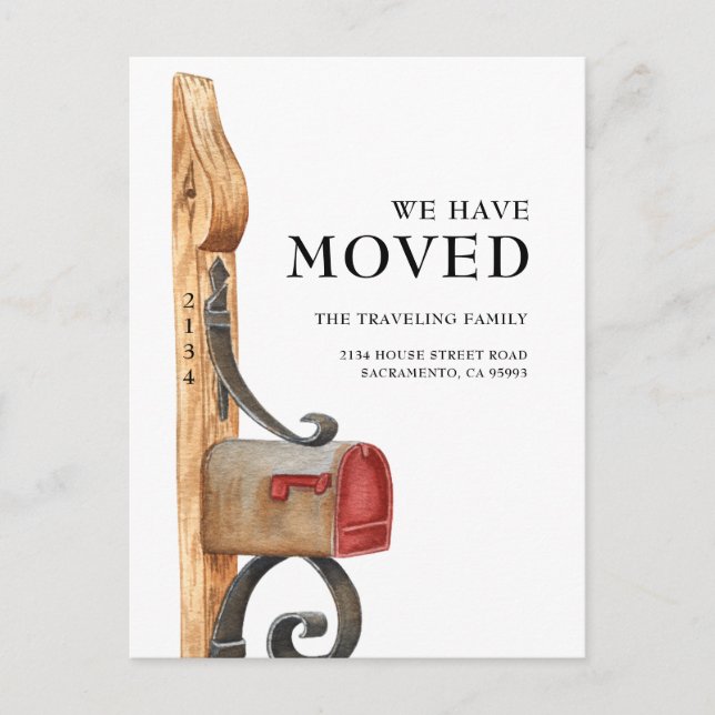 Anúncio de Mudança de Caixa de Correio Aquarela (Frente)