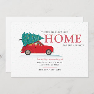 Anúncio de mudança de carro vermelho feriado