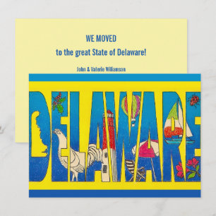 Anúncio de mudança de cartão postal amarelo de Del