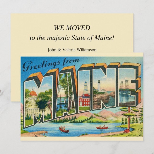 Anúncio de Mudança de Cartão Postal do Maine (Frente/Verso)