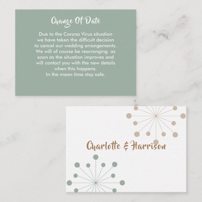 Anúncio de Mudança de Data de Casamento Adiado (Frente/Verso)