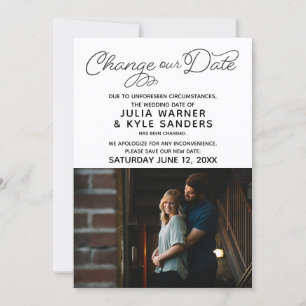 Anúncio de Mudança de Data de Casamento com Foto