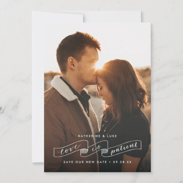 Anúncio de Mudança de Data de Foto de Amor é Pacie (Frente)