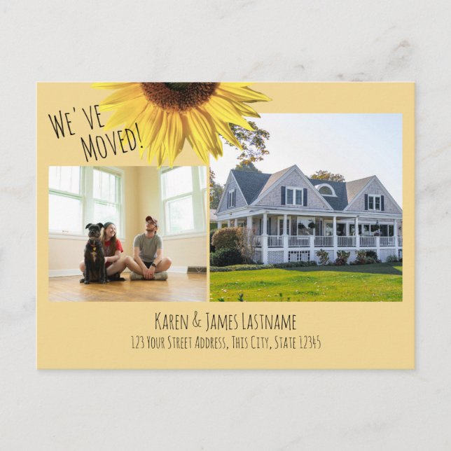 Anúncio de Mudança de Endereço com Girassol e Foto (Frente)