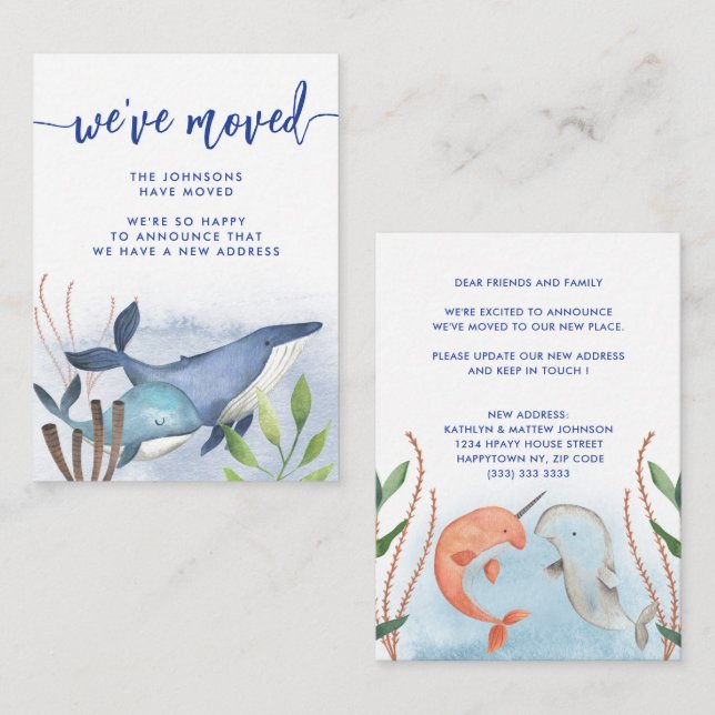 Anúncio de mudança de endereço da baleia azul engr (Frente/Verso)