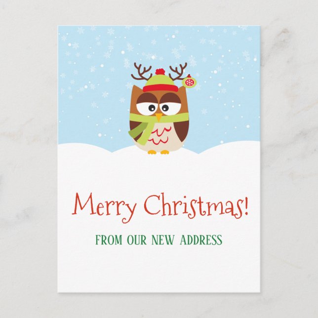 Anúncio de mudança de endereço de férias de Natal (Frente)