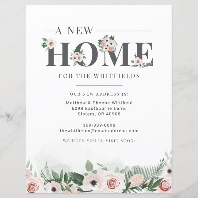 Anúncio de Mudança de Endereço Floral de Orçamento (Frente)