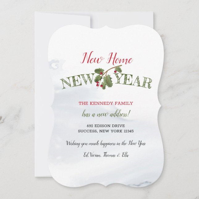 Anúncio de mudança de feriado de ano novo em casa (Frente)