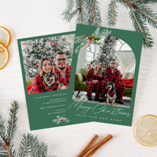 Anúncio de mudança de feriado verde com script bra