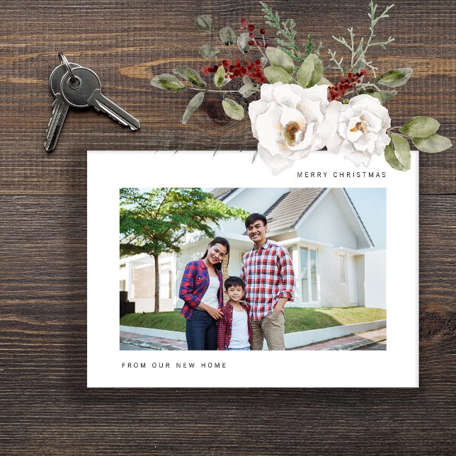 Anúncio de mudança de Natal da nossa nova casa (A stylish holiday moving announcement)
