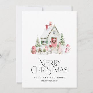 anúncio de mudança de Natal em aquarela
