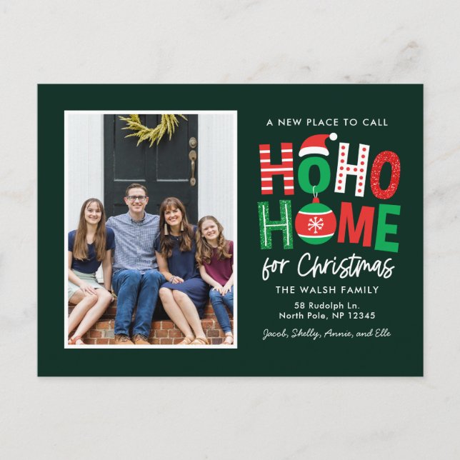 Anúncio de mudança de Natal Ho Ho Home em cartão p (Frente)