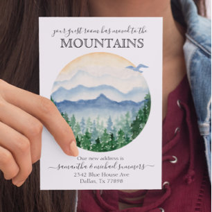 Anúncio de Mudança de Nova Casa Cabana Montanhas