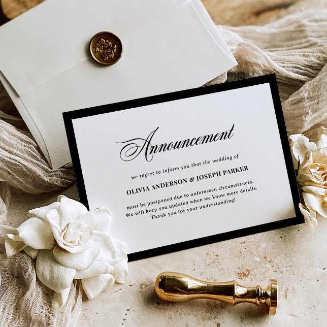 Anúncio de Mudança de Planos de Casamento ou Event (Criador carregado)