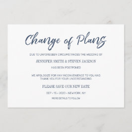 Anúncio de Mudança de Planos em Escrita à Mão Azul