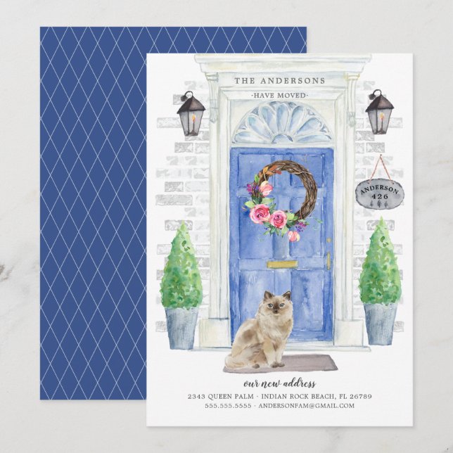 Anúncio de mudança de porta azul Ragdoll Cat (Frente/Verso)