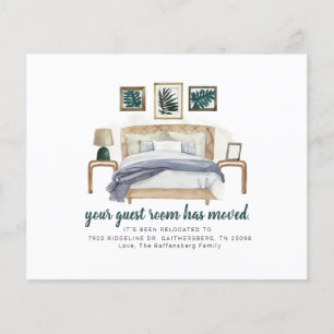 Anúncio de mudança de quarto de hóspedes econômico