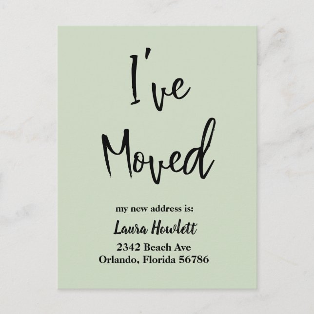 Anúncio de Mudança Escrito em Letra Moderna (Frente)