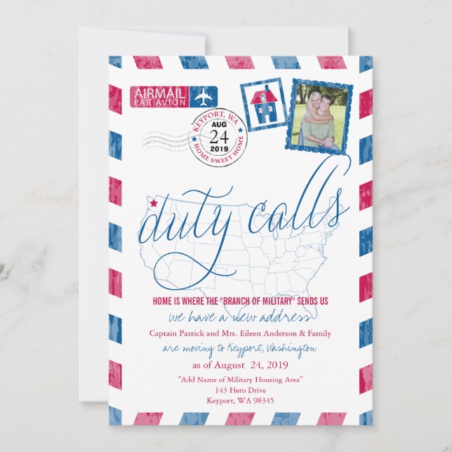 Anúncio de mudança militar de correio aéreo antigo (Frente)