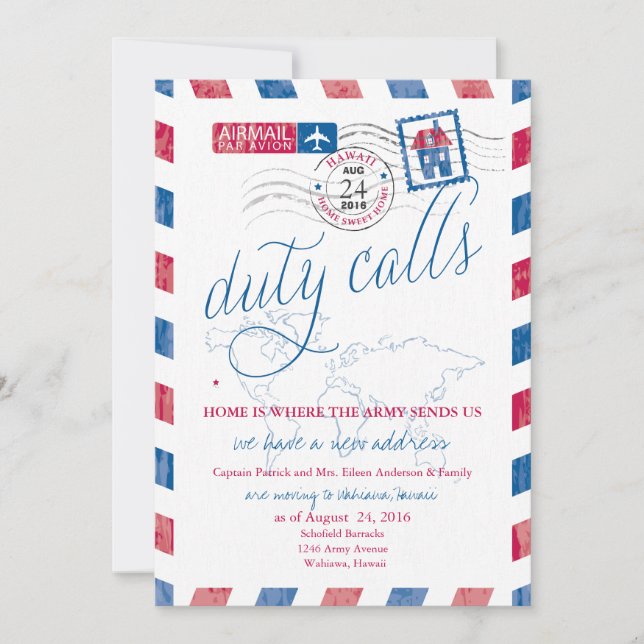 Anúncio de Mudança Militar para o Havaí por Via Aé (Frente)