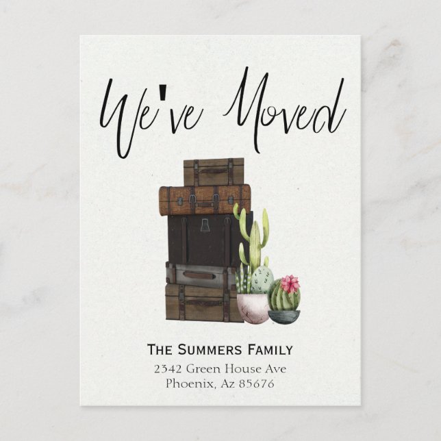 Anúncio de Mudança Mudamos Malas Cactus (Frente)