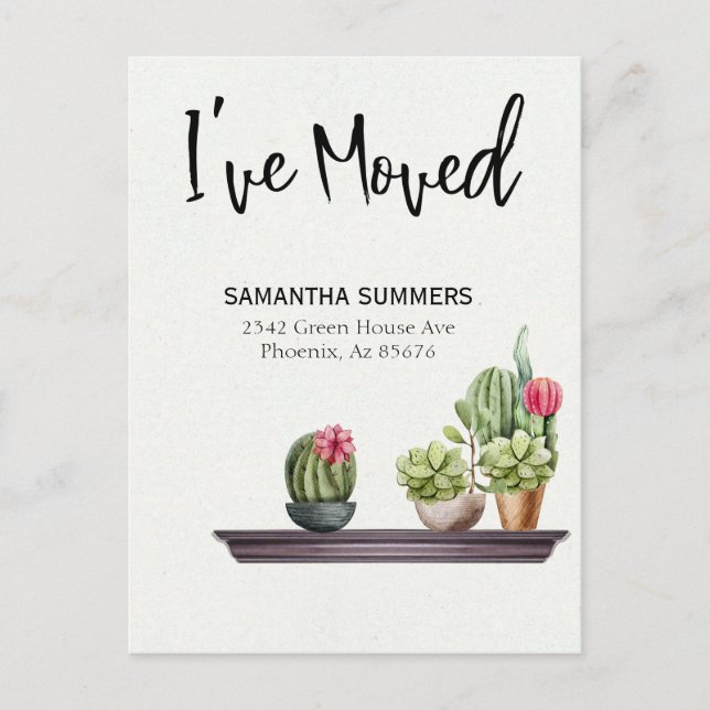 Anúncio de Mudança Mudei as Plantas em Vasos (Frente)