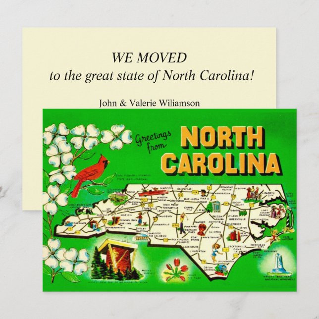 Anúncio de mudança na Carolina do Norte retrô (Frente/Verso)
