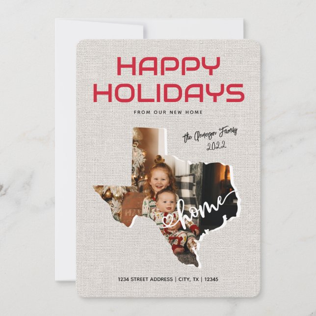 Anúncio de Mudança no Texas com Foto Feliz Natal (Frente)