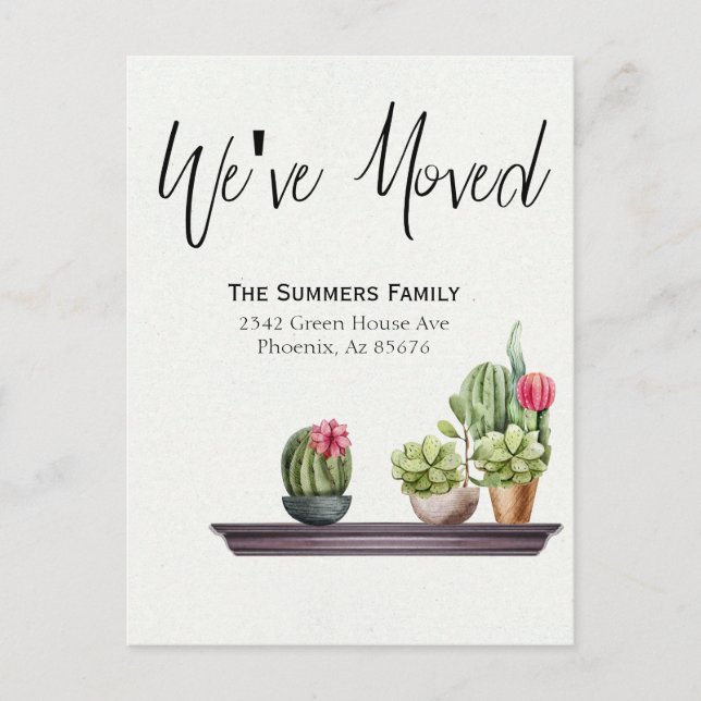 Anúncio de Mudança Nós Mudamos as Plantas em Vasos (Frente)