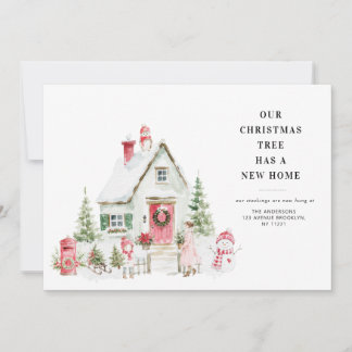 Anúncio de mudança para casa de Natal em aquarela