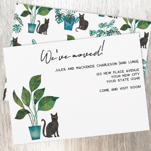 Anúncio de Mudança para Nova Casa com Gato Preto e