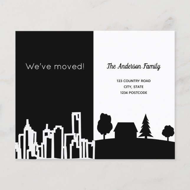 Anúncio de mudança preto e branco orçamento (Frente)