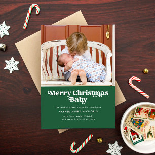 Anúncio de Nascimento Bebê Feliz Natal Verde