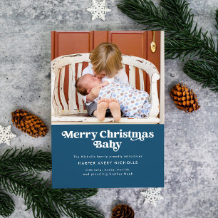 Anúncio de Nascimento Bebê Natal Azul Feliz