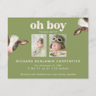 Anúncio de Nascimento Bege Fofo Eu Me Mudei em Ver