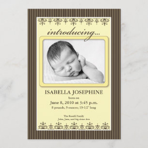 Anúncio de Nascimento Classy Pinstripe Lemon 5x7"