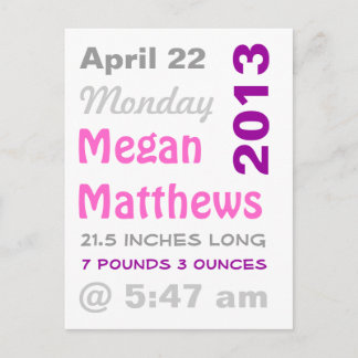 Anúncio de Nascimento com Estatísticas Gráficas